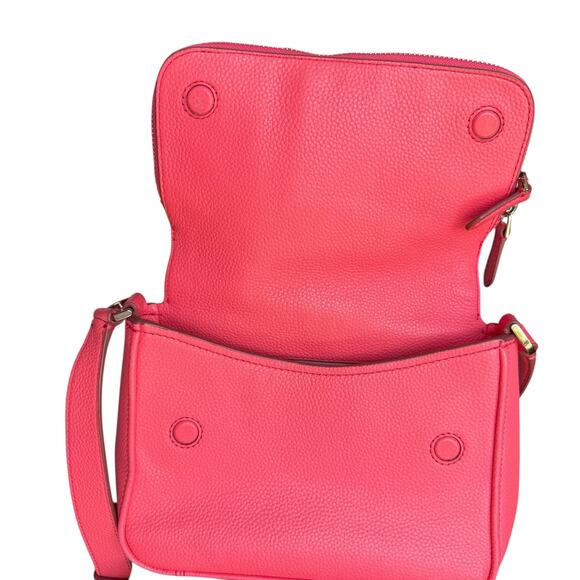 Kate Spade Pebble Leather Crossbody Shoulder Bag Large Flap Barbiecore Pink READ - Picture 12 of 16